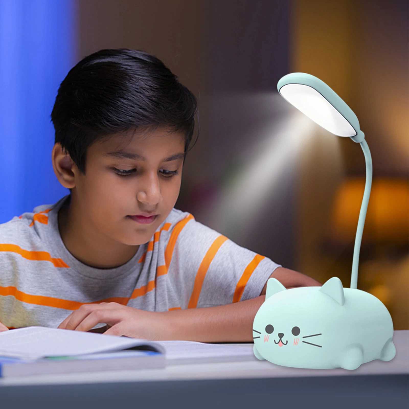 USB Night Light Foldable Cute Cat Student Learning Light Rechargeable 400mAh Adjustable Gooseneck Kids Gifts for Bedroom Office C250913