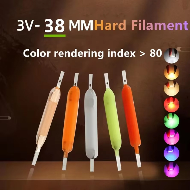 100PCS Per Box 3V 38mm LED Filament Multicolour COB Edison Bulb Lamp Incandescent Light Diodes Accessories Holiday Lighting