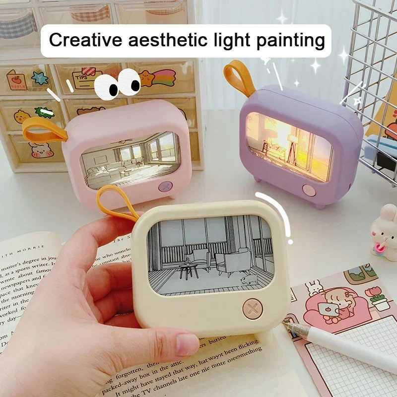 TV Painting Night Light Led Cute Child Learning Table Lamp Room Home Decoration Atmosphere Lighting Mini Desktop Birthday Gift C250913