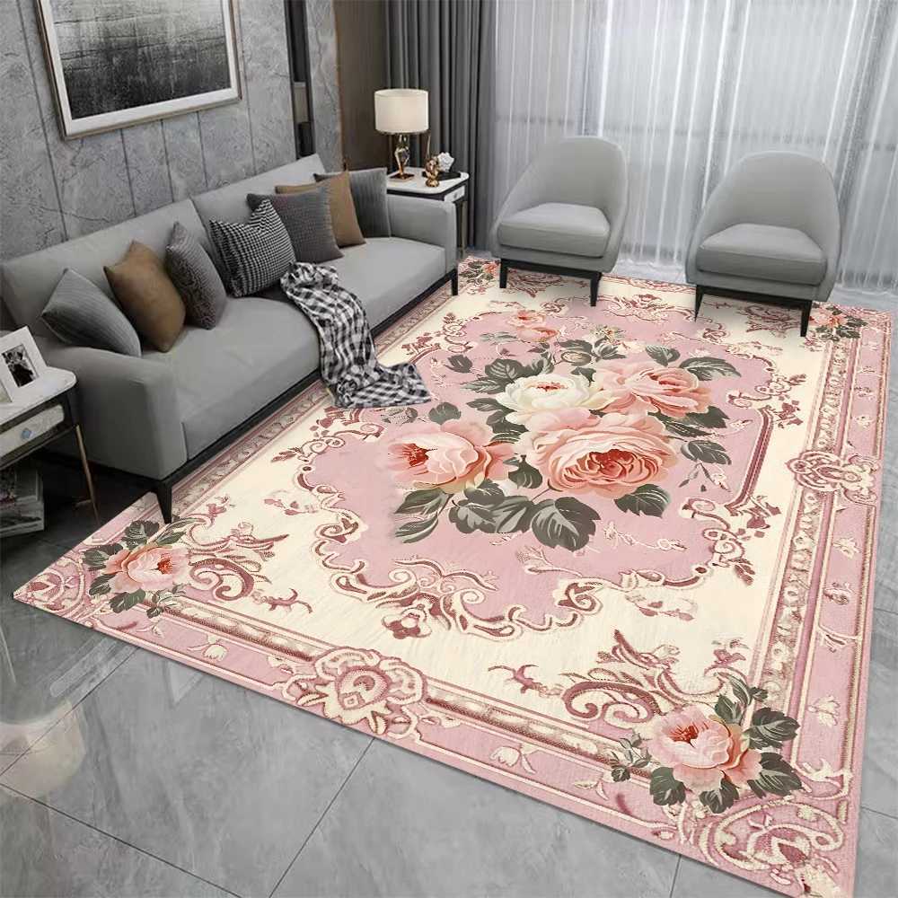 Luxurious Vintage Floral Print Area Rug NonSlip Machine Floor Mat for Living Room Bedroom Office Decor Washable Carpet C913 H260226