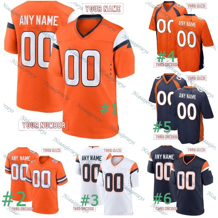 In stock 10 Bo Nix Football Jersey Patrick Surtain ll 23 Barron John Elway Courtland Sutton Double Stitched Personalized Name Number comfortable breathable