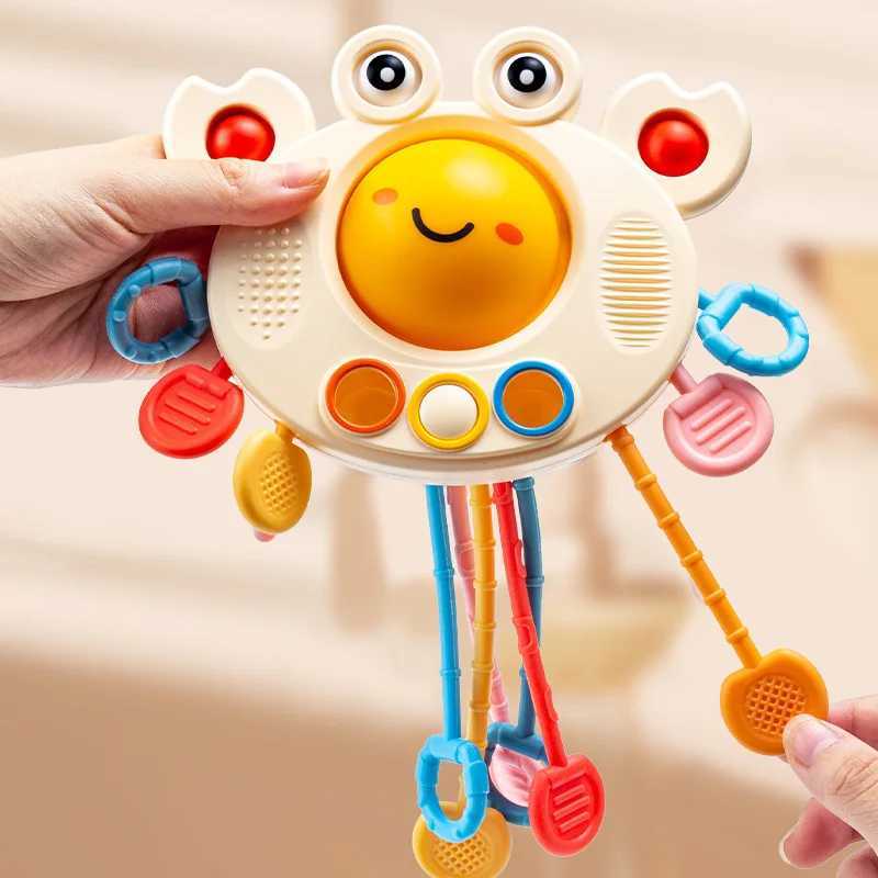 Crab Toy Kids Montessori Sensory Development Educational Toys Pull String Finger Grasp Training Early Learning Toy Teething C250913