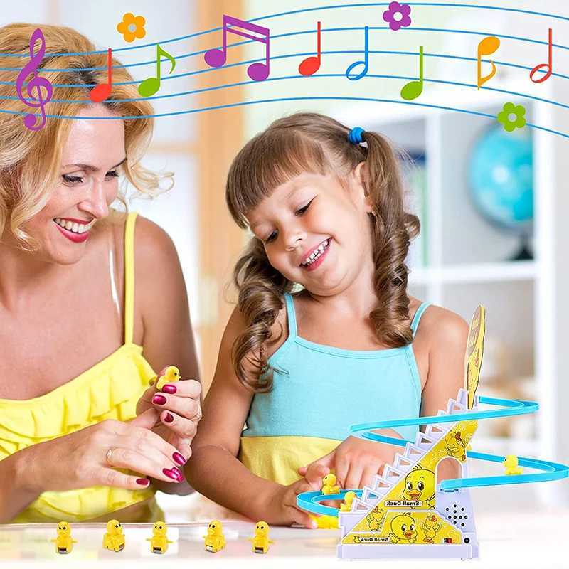 Funny Baby Toys Electric Duck Track Slide Toys Boys Ducks Climb Stairs Toy Baby LED Lights Music Roller Coaster for Kids C250913