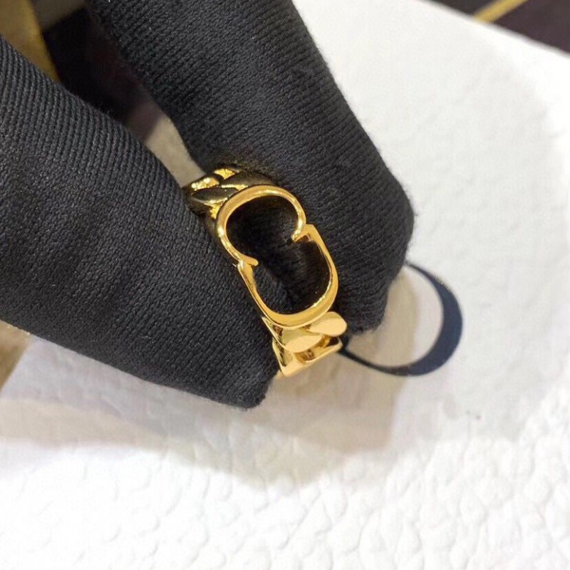 Gold Color Luxury Designer Ring 3D Hollow Simple Letter Classic Ring Titanium Steel Fashion Rings For Women Christmas