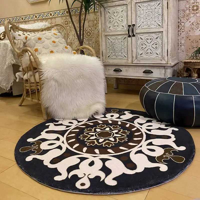 VIKAMA Bohemia Leaf Printed Cashmere Imitation Superfine Sand Carpet NonSlip Absorbent Bedroom Living Room Floor Mat Home Decor C250913