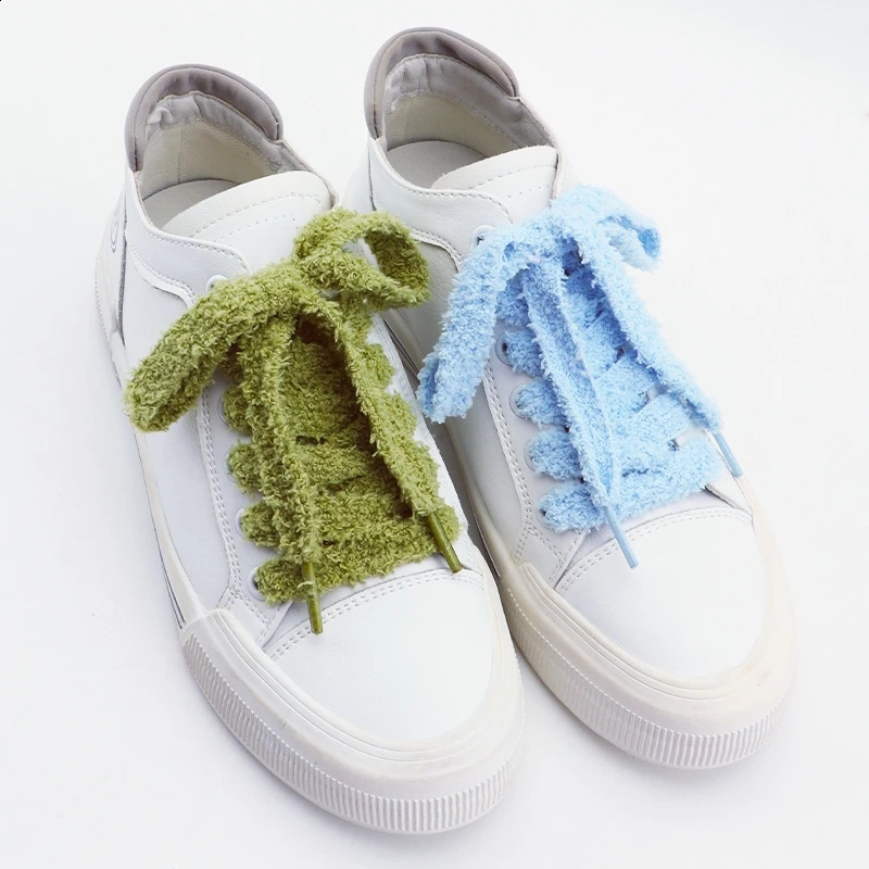 1Pair Flat Shoelace Fluffy Shoelaces 15cm Width Plush Rope Shoe Laces 100120140160CM for Woman Man Shoes Accessories Fashion 250912