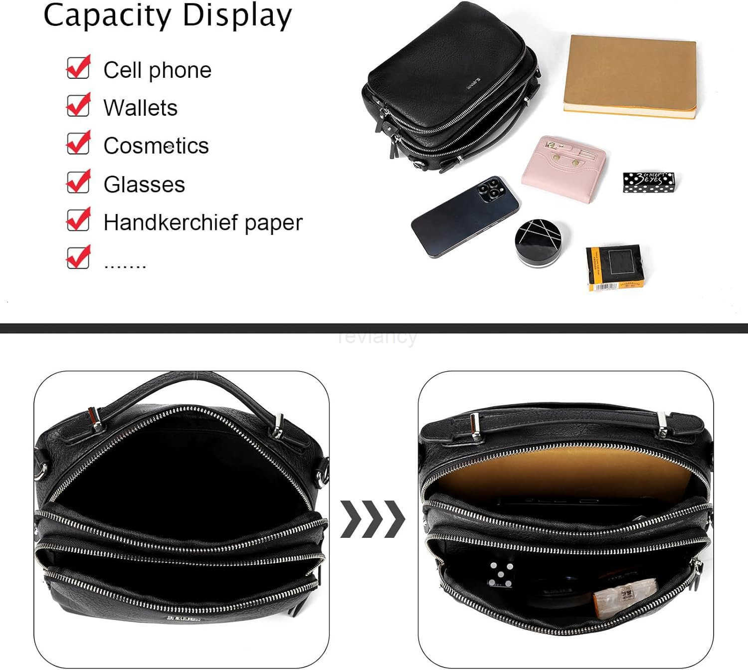 Multi Pockets Crossbody Bags for Women Small Top Handle Purse Satchel and Medium Pocketbooks with Soft Vegan LeatherW250913