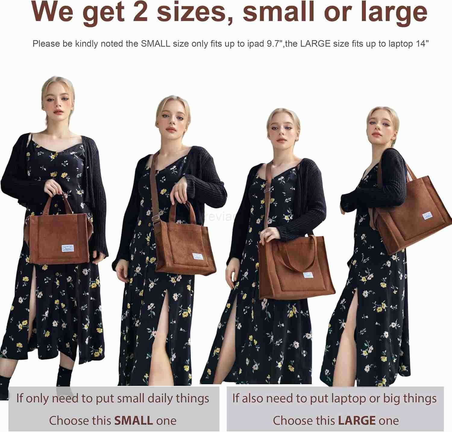 Corduroy Tote Bag for Women Work Crossbody Purse for EverydayCollegeTravelLightweight Handbag Adjustable StrapW250913