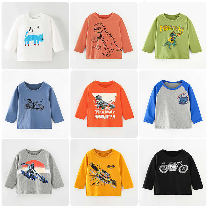 New Children's Clothing T-Shirt Autumn Winter Boys Long Sleeve Baby Boys Big Kids Casual Tops Pure Cotton Base Shirt