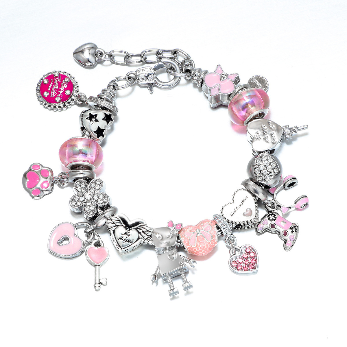 Hot Selling Cartoon Pink Beaded Bracelet Combination Set DIY Three-Dimensional Children's Cute Handmade Jewelry Gift ddmymoon