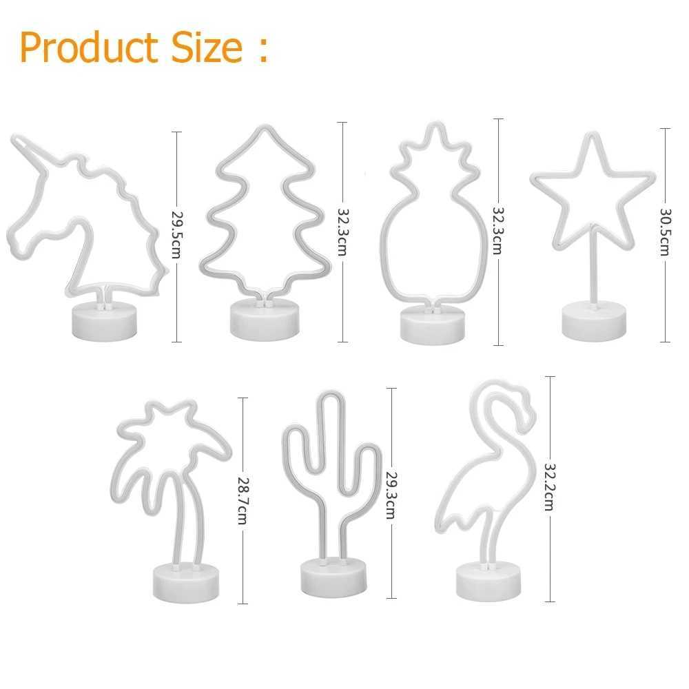 Room Decor Flamingo Clover Coconut Tree Cactus Neon Light Sign LED Night Light USB Or Battery Table Lamp For Home Decorations C250913