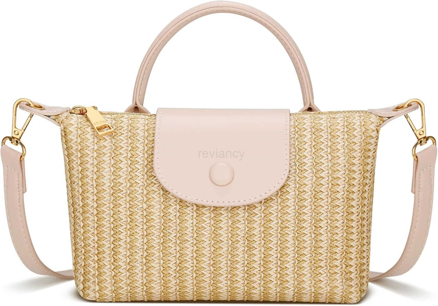 Top Handle Small Straw Woven Crossbody Bag for Women Summer Mini Straw Beach Clutch Shoulder Purse brownW250913