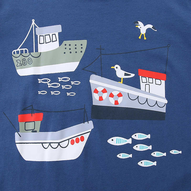 Boys' Short Sleeve T-Shirt Summer New Cartoon Print Baby Top Knitted Cotton Fashion Children's T-Shirt