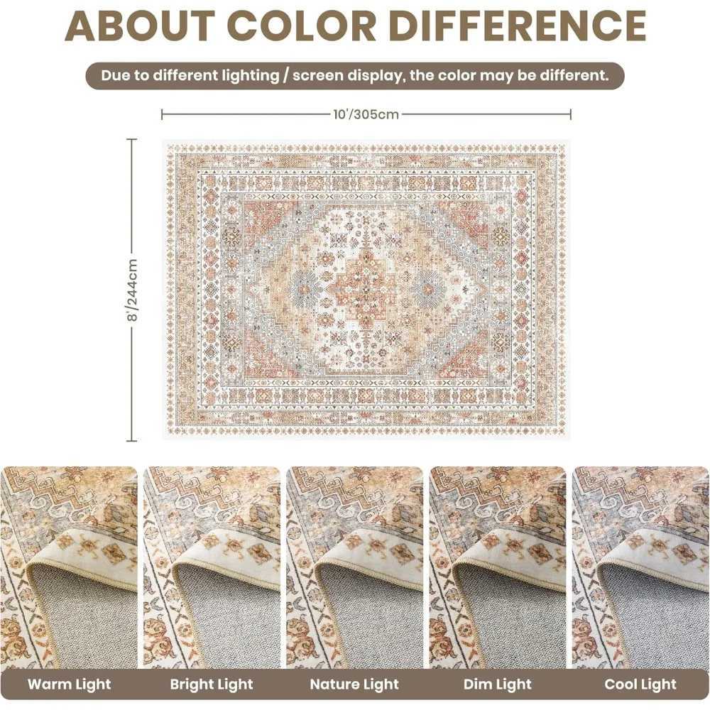 Vintage Orange 8x10 Area Rugs for Living Rooms with NonSlip and Washable Features StainResistant Home Decor C250913