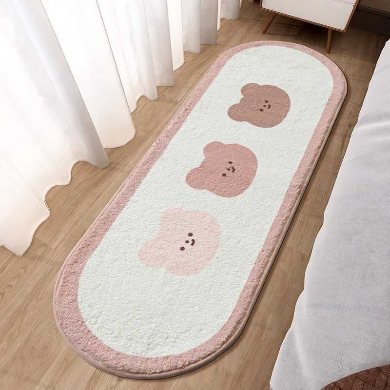 Cartoon Faux Lamb Wool Bedroom Bedside Rugs Lovely Rabbit Pink Bed Area Carpet Soft No Icy Feet for Girls Children Bed Room Rug C250913