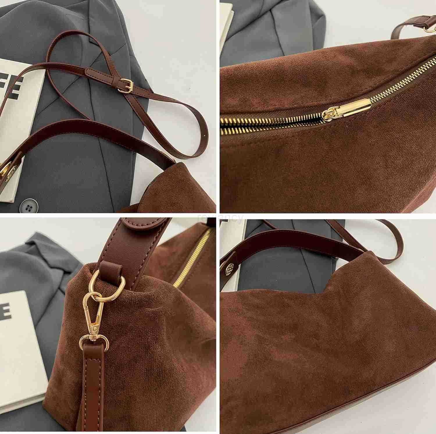 Slouchy Suede Cloud Hobo Bags Women Crescent Satchels Shoulder Bag Crossbody Phone Purse Trendy Tophandle Tote HandbagW250913