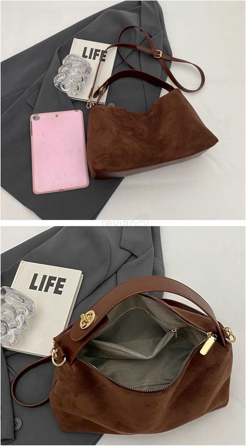 Women Slouchy Suede Satchels Shoulder Bag Faux Suede Hobo Bags Crossbody Phone Purse TopHandle Tote Handbag PurseW250913