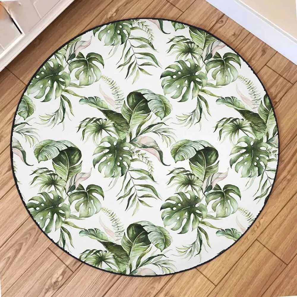 European Pastoral Style Comfortable Circle Carpet Colorful Floral Bohemian Farmhouse Decorative Rugs Bathroom Antislip Door Mat C2509131