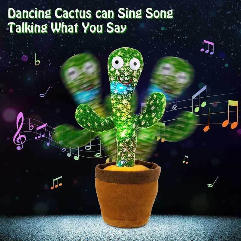Dancing Cactus Song Speaker Talking Usb Battery Voice Repeat Plush Cactu Dancer Toy Talk Plushie Stuffed Toys For Kids Gift C250913