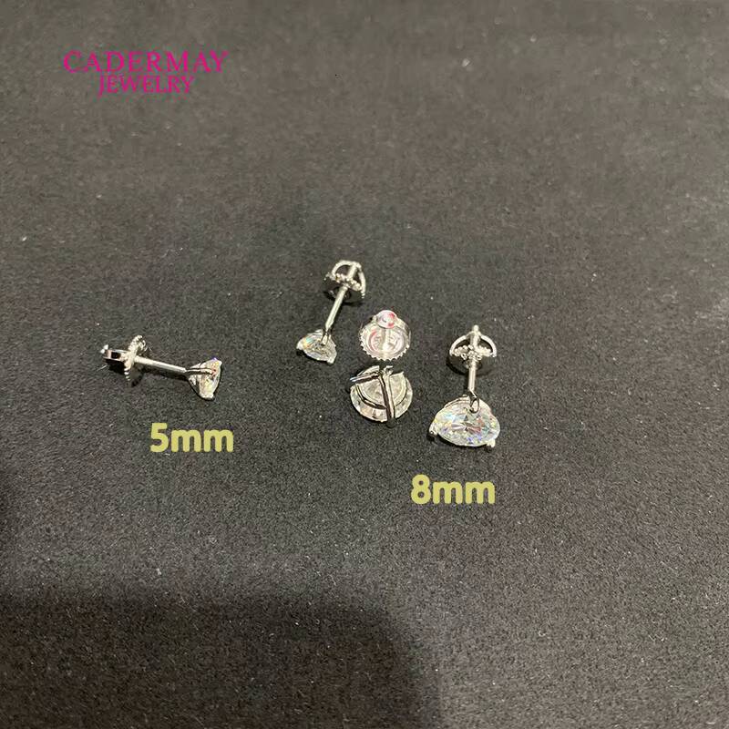 Cadermay Moissanite Solitaire Earrings 5mm 65mm 8mm 9mm VVS Moissanite Diamond 3 Prongs Martin Stud Earrings for Women Men Gift