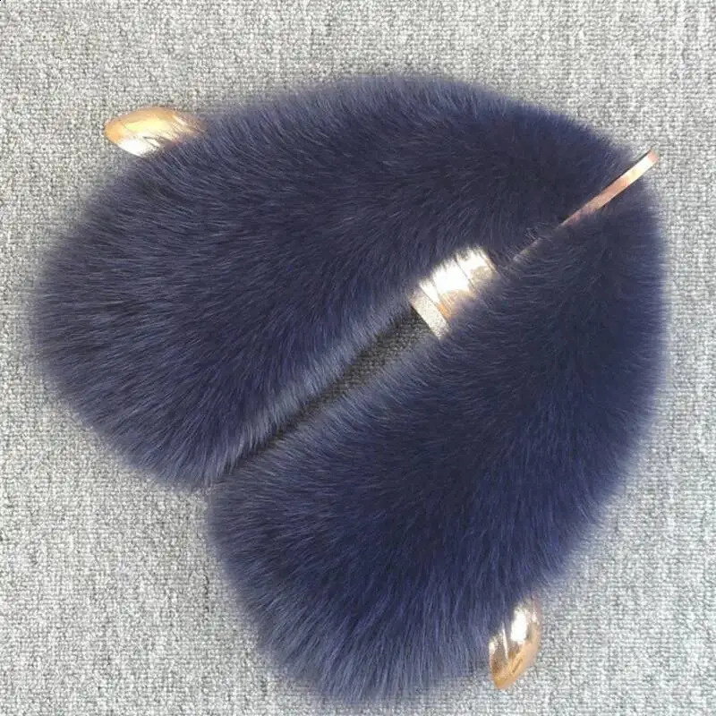 Real Fox Fur Collar For Woman Winter Warm Genuine Fur Scarf Real Fur Scarf Jacket Coat Decor Collar Shawl Detachable 250909