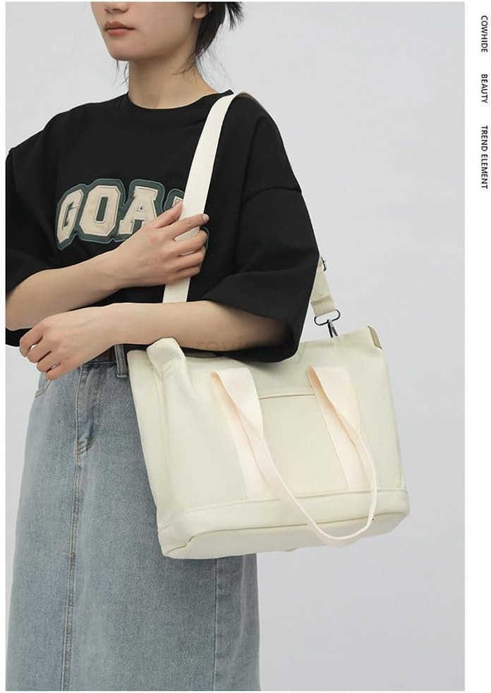 Canvas Tote Bag for Women Large Capacity MultiPocket Handbag Crossbody bag Satchel BagW250913
