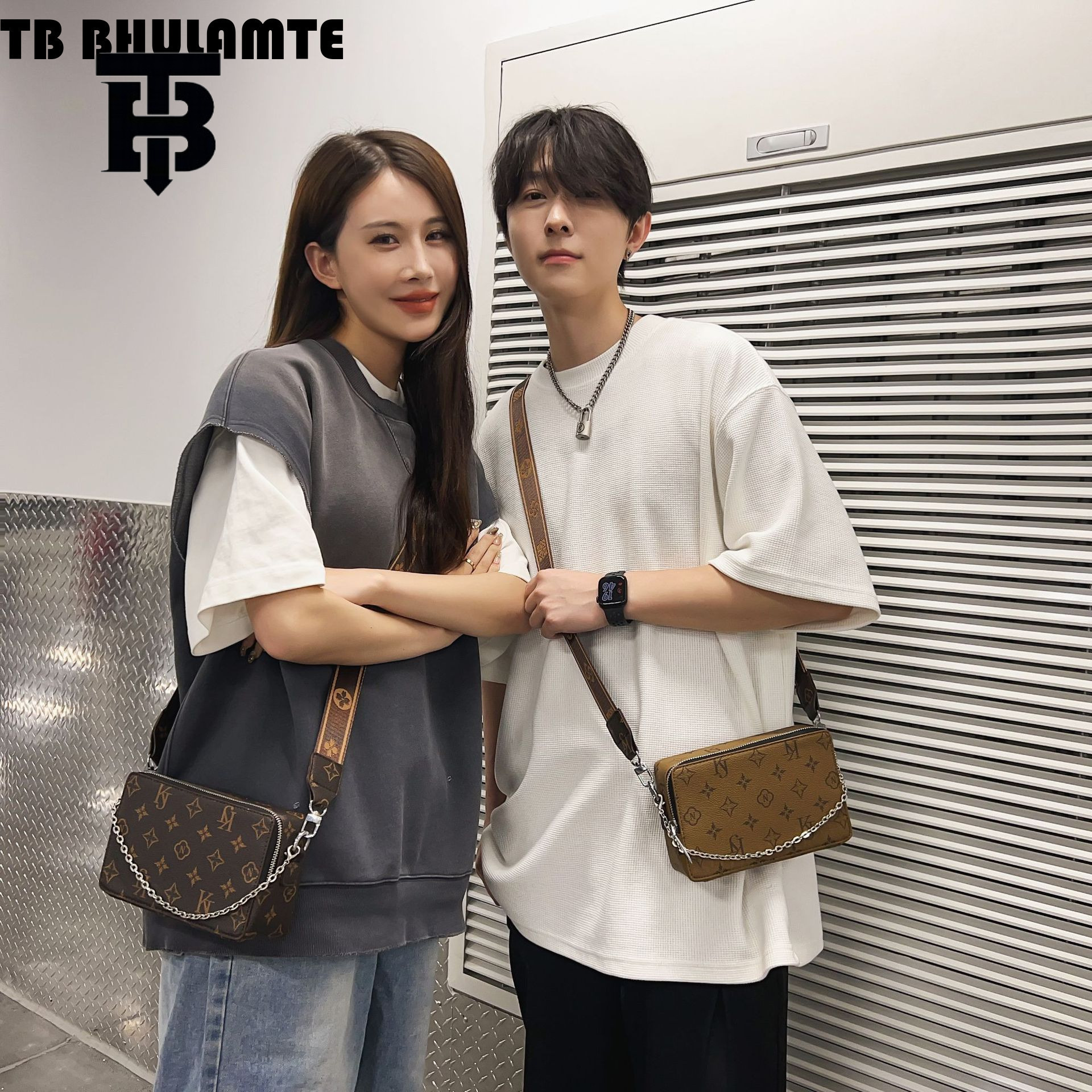 TB BHULAMTE Designer Bag Men's Crossbody Luxury Bag Bag High-end New Leather Luxury Bag Vintage Shoulder Bag Ins Trend Brand Bag Women Chain Smal