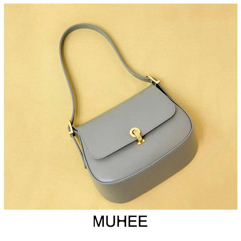 HERONG 2025 autumn new French niche single shoulder bridal bag versatile red small bag women's wedding bag soft leather