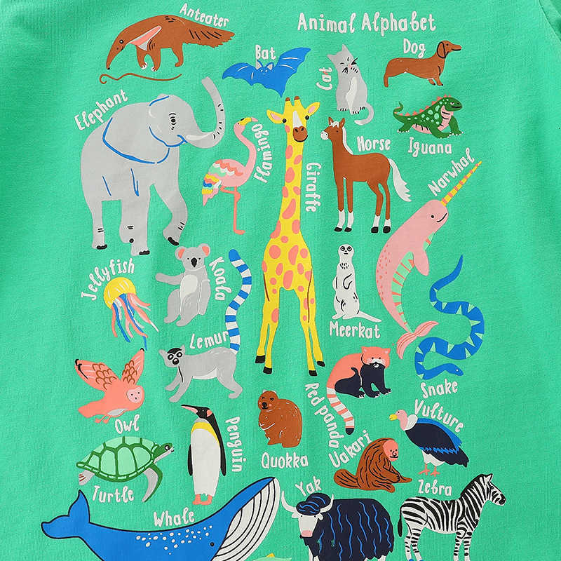 25 Summer New Children's Short Sleeve T-Shirt Cartoon Animal Print Round Neck Short Sleeve Top for Toddlers and Kids