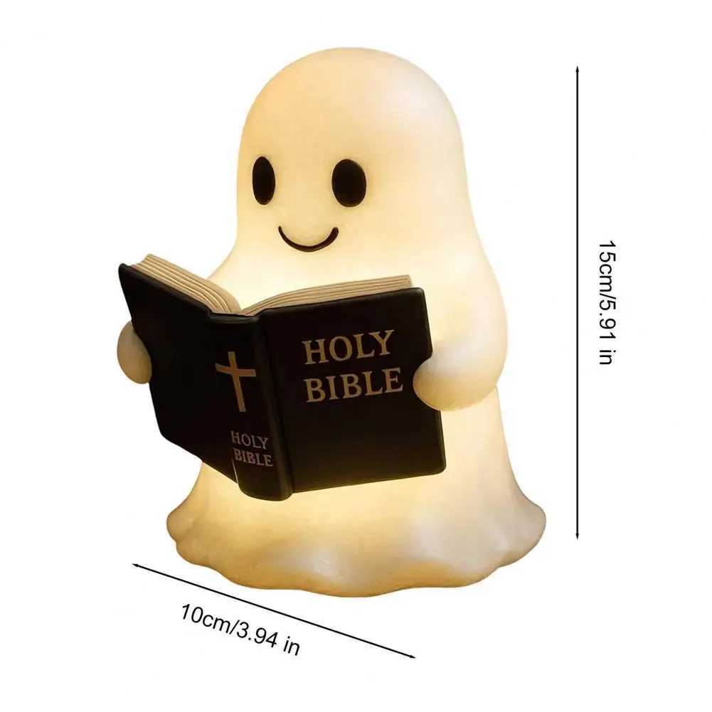 Ghost Light for Home Decor Spooky Ghost Bible Lamp 3d Resin Night Light Figurine for Halloween Decor Cute Ghost for Bedroom C251122