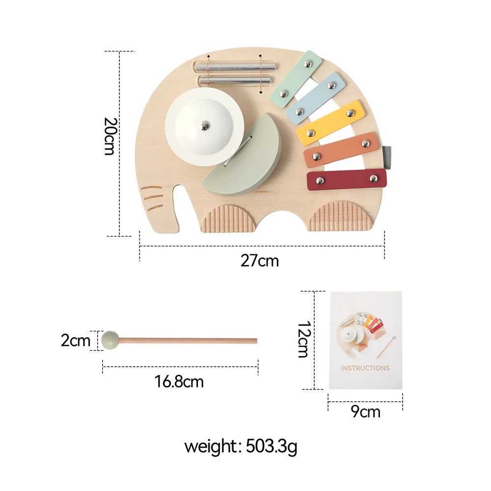 Wooden Orff Music Instruments Xylophone Drum Kit Montessori Educational Music Table Toys for Kids Elephant Baby Music Toys Gifts C250913