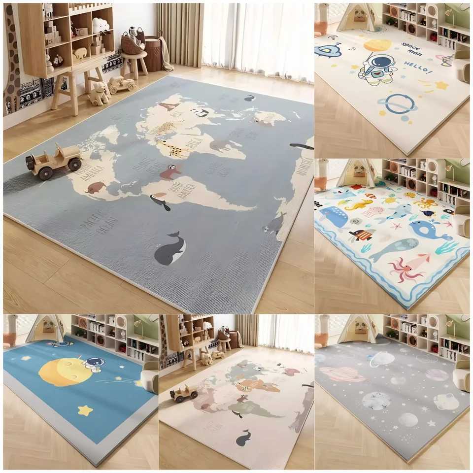 VIKAMA 20 Upgraded Material Childrens Play Carpet Room Living Room Bedroom World Map Space Rug Washable Mat Home Decor C250913