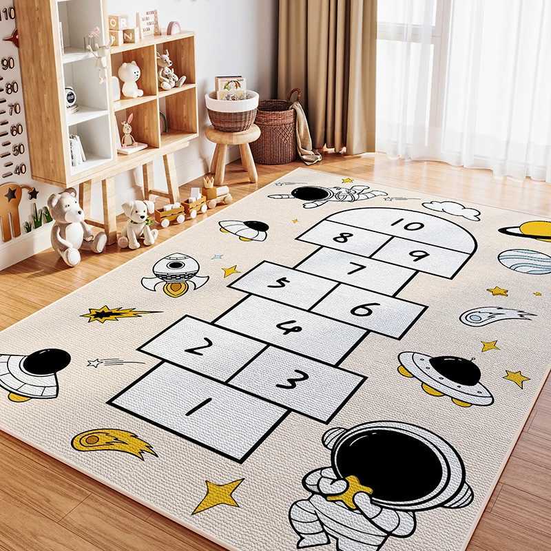 VIKAMA Childrens Room Crystal Pile Rug Stain Resistant Washable Bedroom Bed Rug Game Rug Living Room Crawl Mat Home Decor C250913