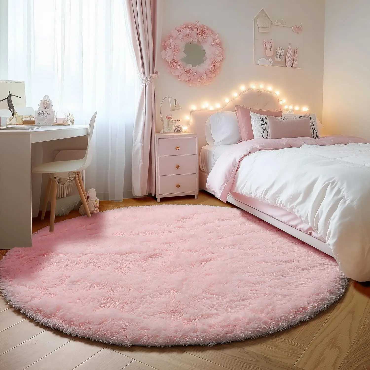 Soft Silky Carpet Round Fluffy Sofa Area Rug for Living Room Kids Bedroom Shaggy Floor Mats Warm Home Decoration Pet Mat Gray C913 H260226