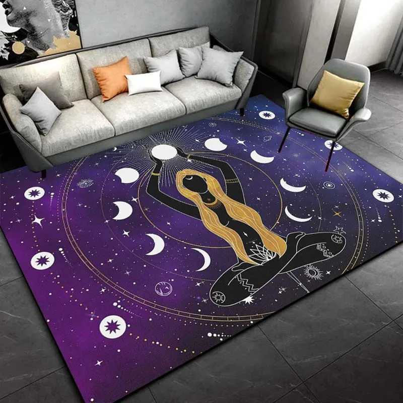 Mystical Goddess Moon Phases Rug Celestial Art Boho Chic Living Room Decor Anti slip carpet can be machine washed C250913