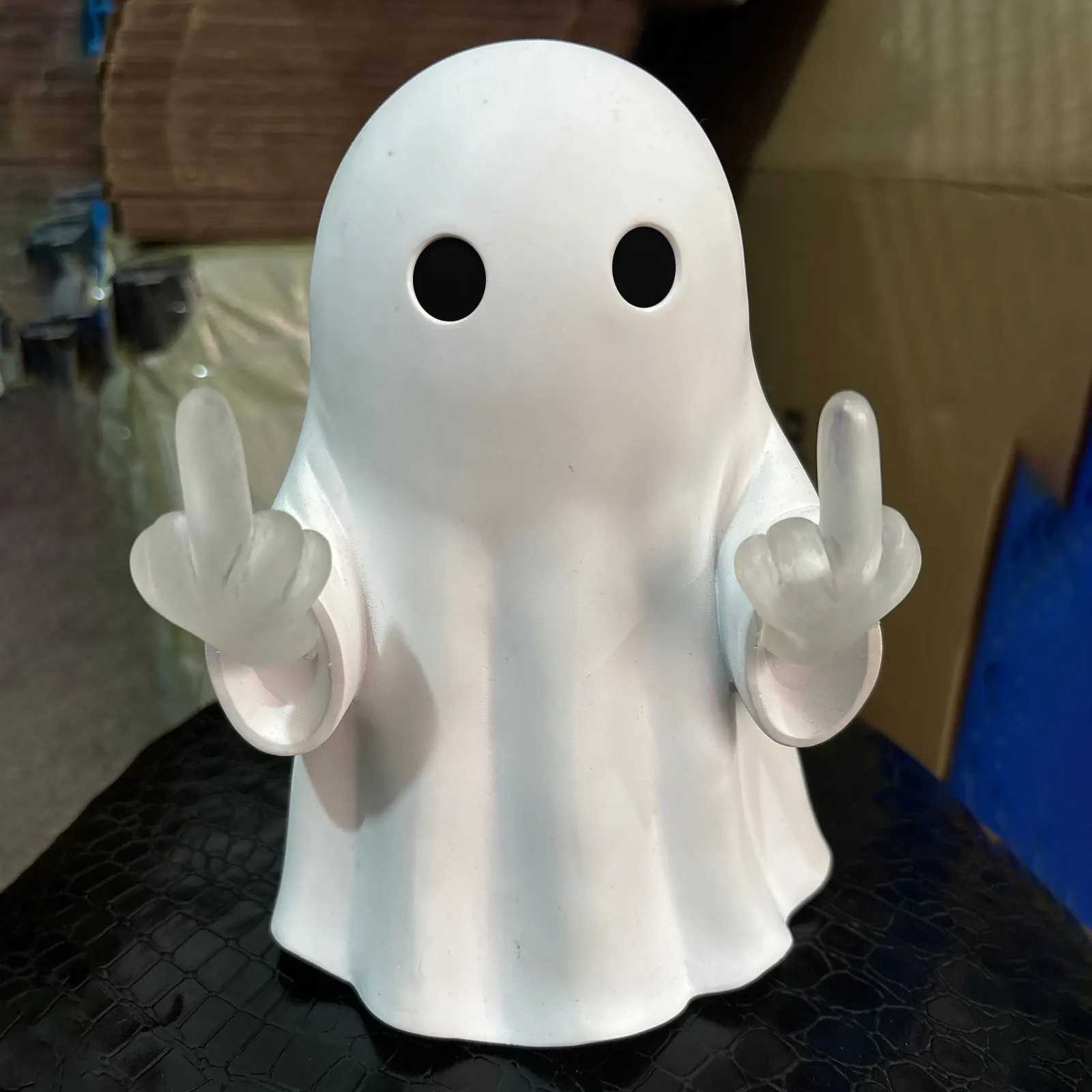 Halloween Ghost Night Light Ornament Cute Resin Ghost Figurine Wall Sculpture for Home Party Living Room Entrance Halloween Gift C250913