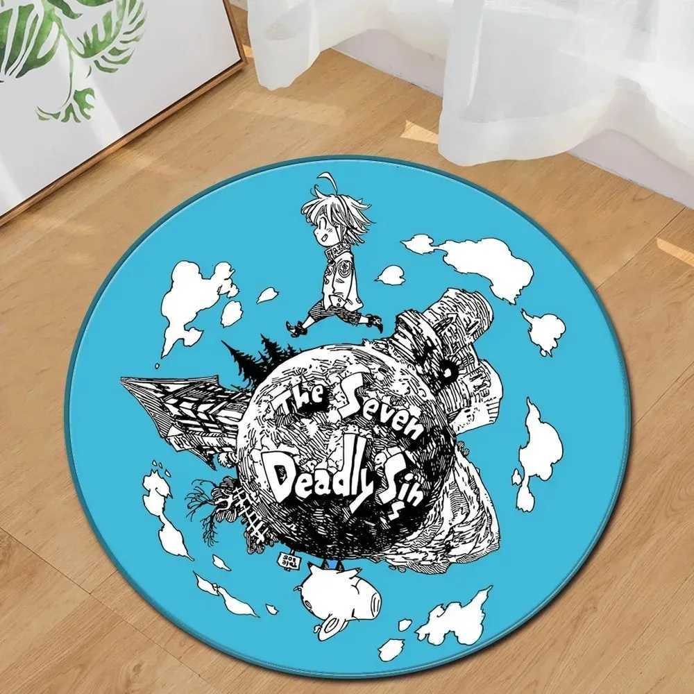 Earth Moon Ocean Print Round Rug Soft Chenille NonSlip Play Mat for Kids Room Living Room Bedroom Large Floor Carpet Decor C250913