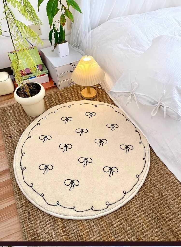 VIKAMA Dreamy Butterfly Round Carpet Bedroom Study Bedside Blanket Cute Girl Plush Chair Floor Mat Home Decoration C250913