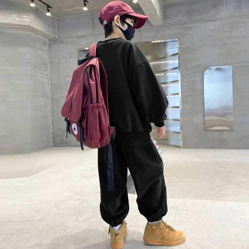 Sweatshirt Set FleeceLined Childrens Top Bottom Clothes Korean Kids 4 Years Clothing Year Old Boy Boys Autumn Winter Suit C250913