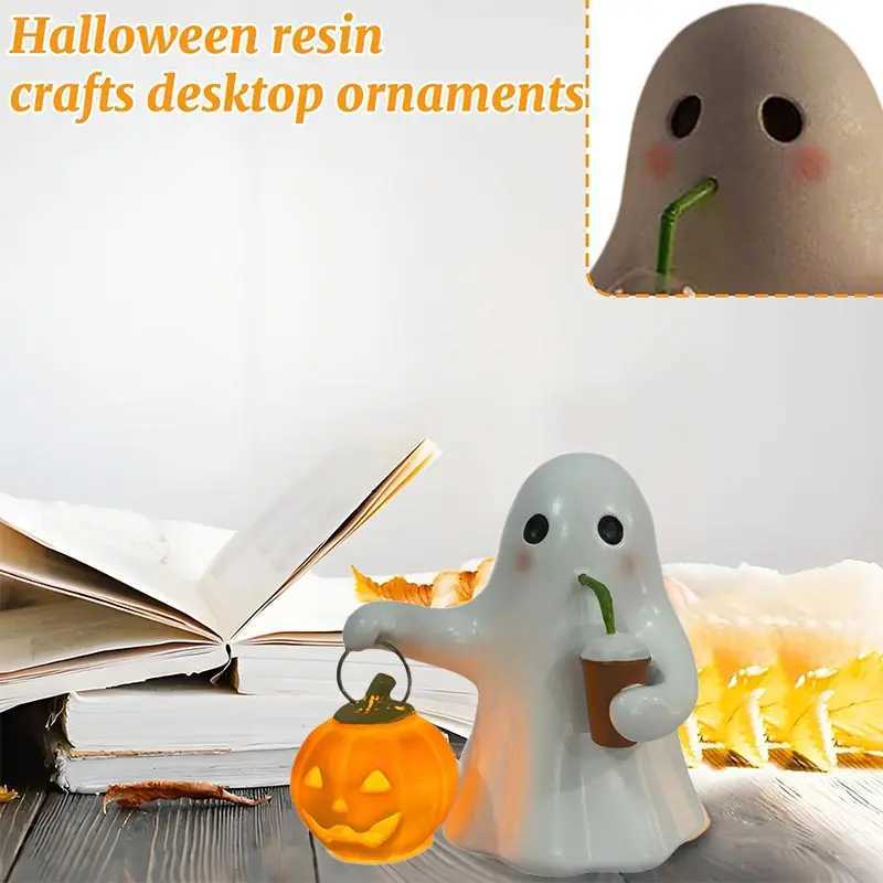 1014 Cm Cute Ghost Desk Decoration Nightlight Resin Home Creative Crafts Decoration Atmosphere Halloween Table Lamp Home Decor C250913