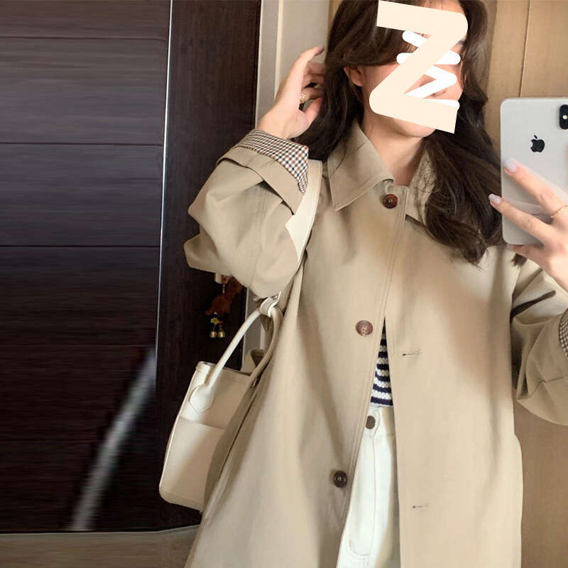 womens coat jackets womens fur coat Designer Trench Coat for Women, Spring and Autumn New Style, Plus Size, Loose Fit, Mid-Length, Versatile, Elegant,