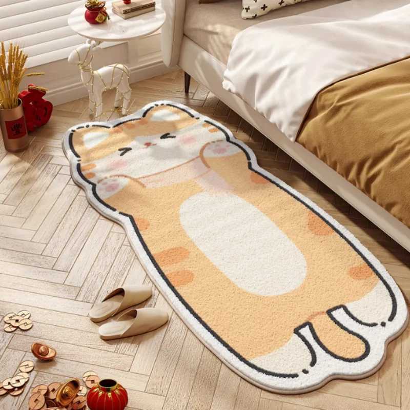 VIKAMA Modern Cartoon Cat Faux Cashmere Rug Soft Kids Carpet for Bedroom Sofa Living Room Playroom Cozy Home Decor C250913