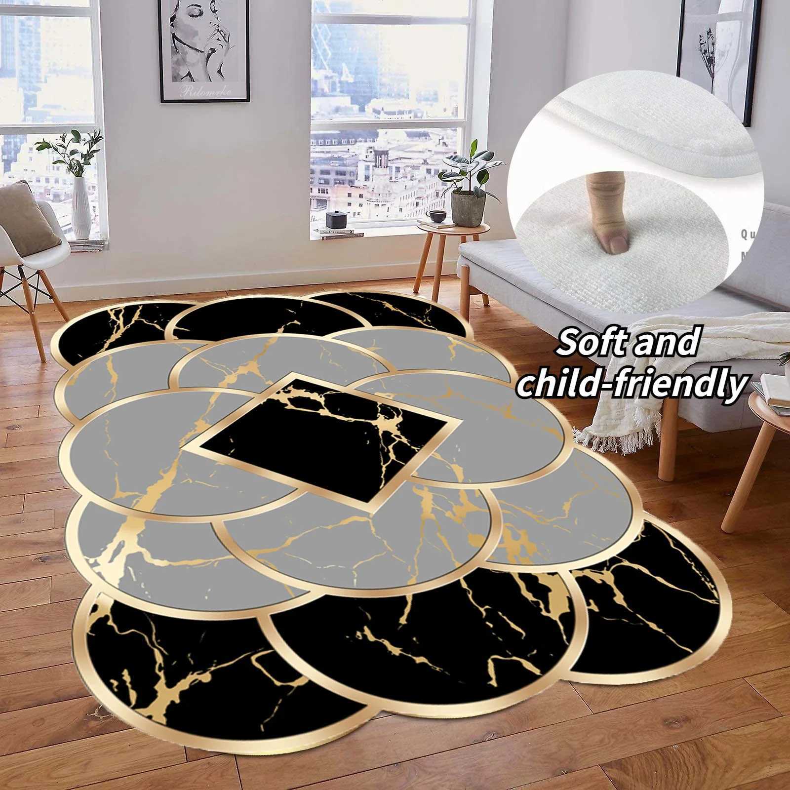 Specialshaped Luxury Gold Carpet Living Room Decoration Home Kids Bedroom Carpets Nonslip Washable Floor Mats Large Area Rug C250913