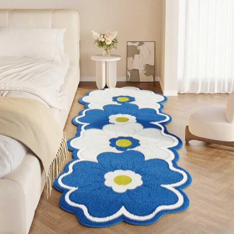 Flower Pattern Bedroom Decor Pink Carpet Thick Plush Bedside Floor Mat Irregular Shapes Carpets for Living Room Fluffy Soft Rug C250913