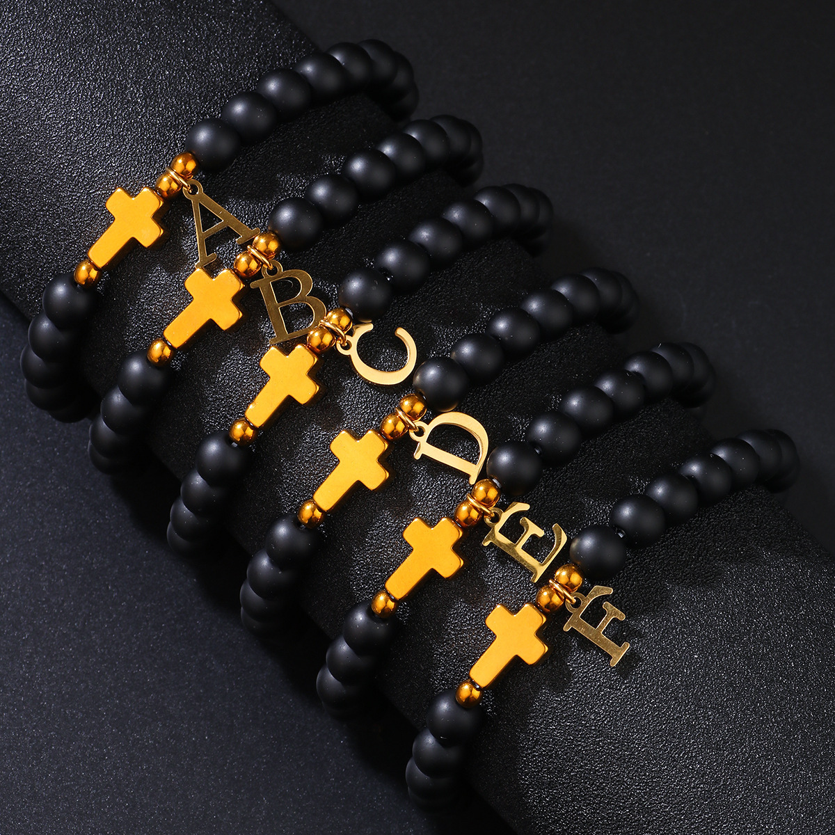 New Hot-Selling 8mm Turquoise Cross Stone Weathered Agate Gift Buddhist Bead Bracelet ddmymoon
