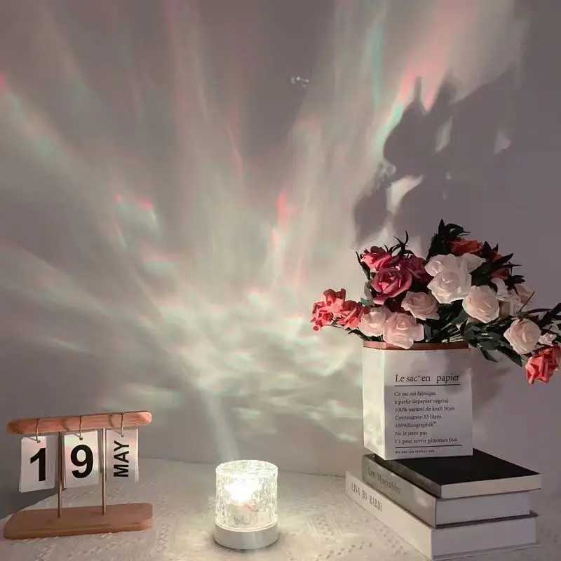 Cylindrical water ripple atmosphere light mood night light crystal rotating projection color bedroom bedside atmosphere small ta C251122