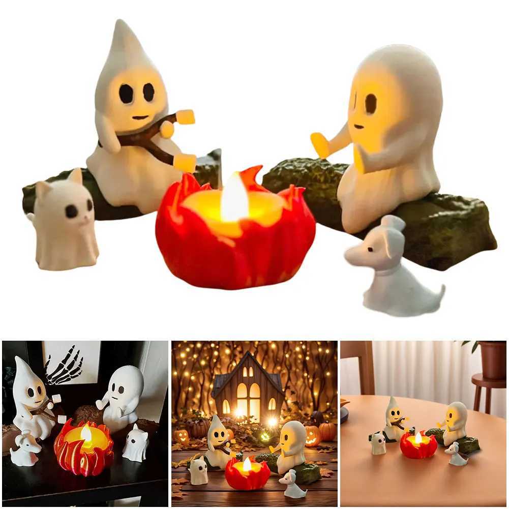 Halloween Ghost Campfire Flickering Night Light 3D Cozy Spooky Ghost LED Nightlight For Halloween Home Bedroom Funny Decoration C250913