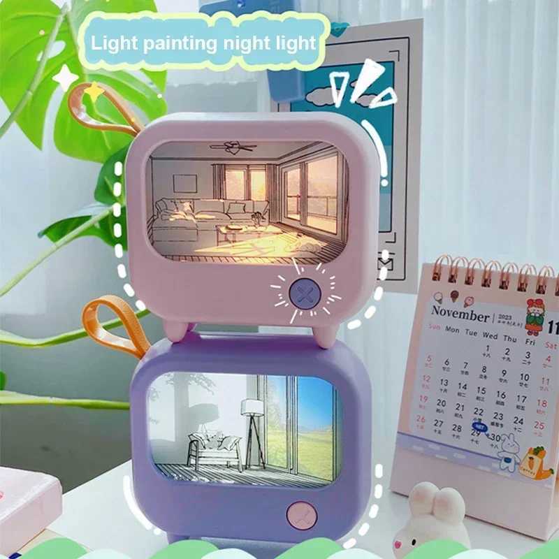 TV Painting Night Light Led Cute Child Learning Table Lamp Room Home Decoration Atmosphere Lighting Mini Desktop Birthday Gift C250913