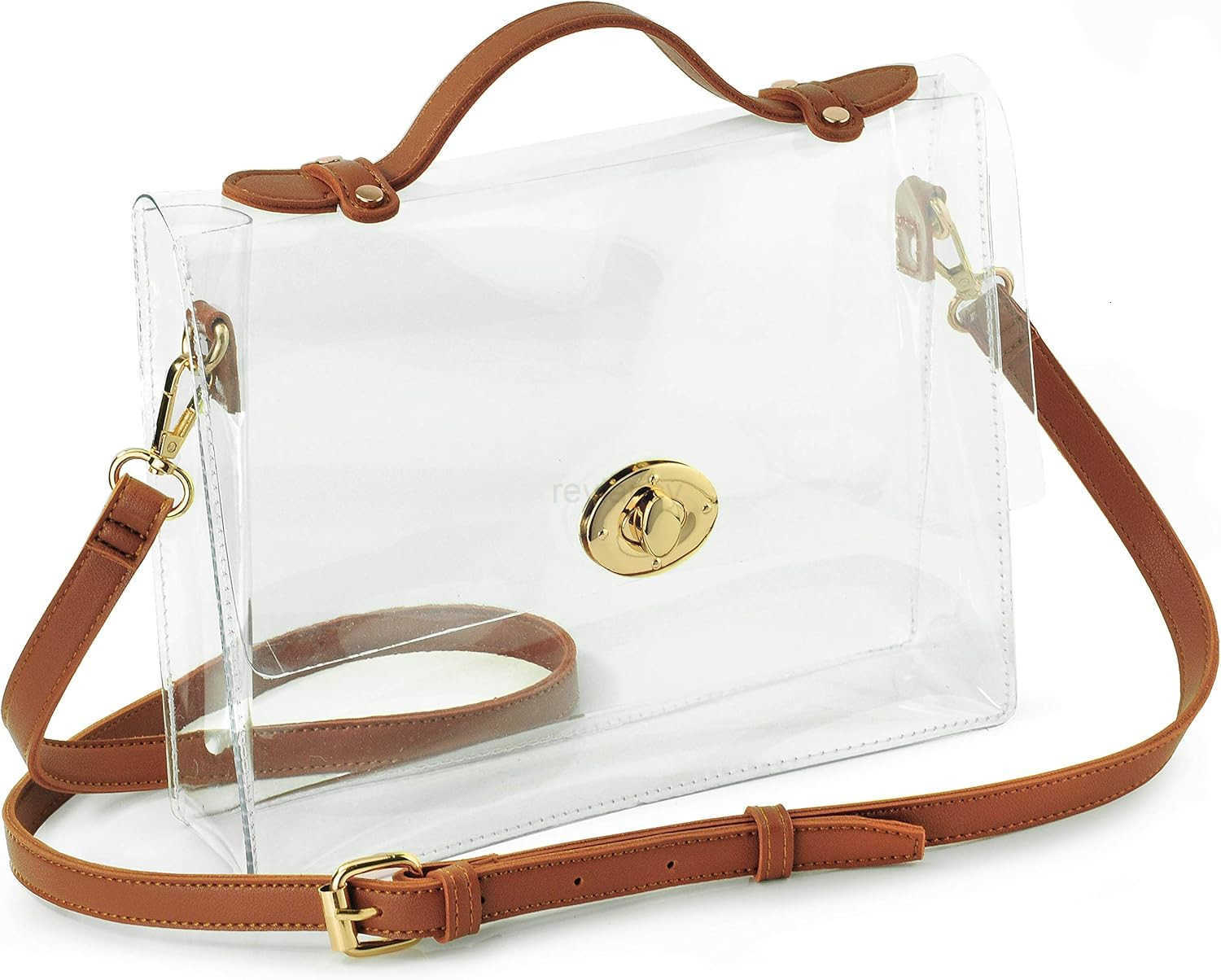 Clear Bag with Turn Lock Closure Womens Cross Body Handbags Stadium ApprovedW250913