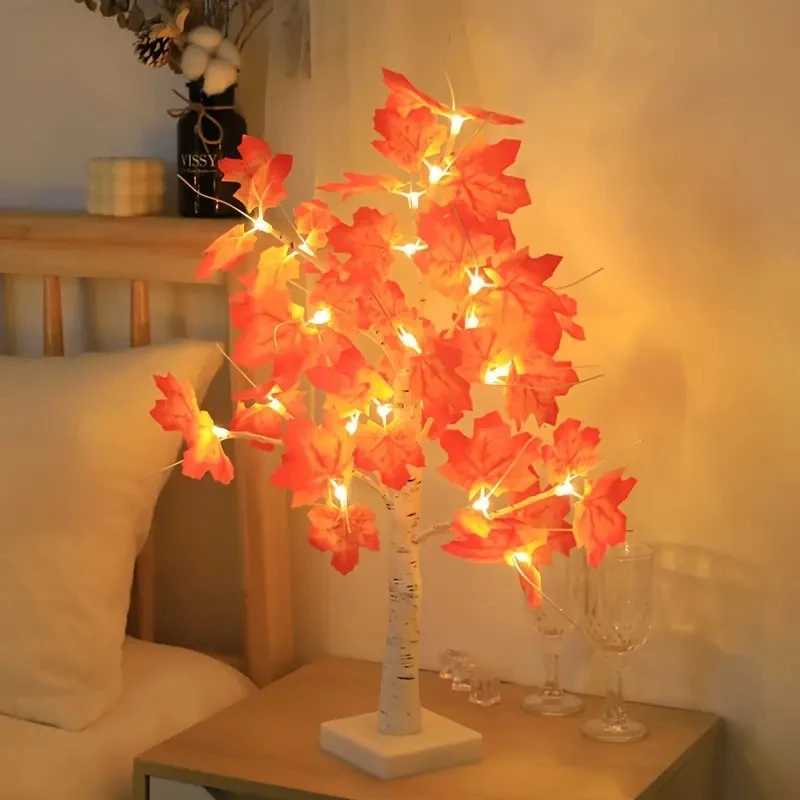 LED Maple Leaf Tree Night Light USBBattery Thanksgiving Halloween Tree Lamp Simulation Landscape Lamp For Garden Holiday Decor C250913